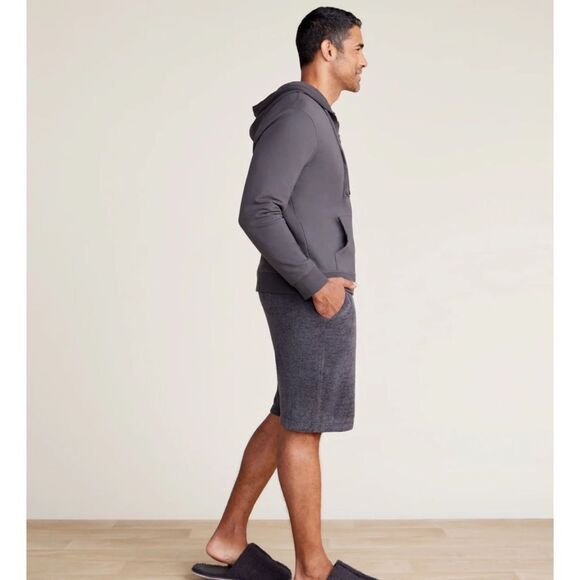 Barefoot Dreams Mens Pima Cotton Fleece Zip Hoodie in Carbon Gray Small NWT - Picture 2 of 6